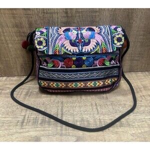 SAM WELL Embroidered crossbody multicolor bag purse floral geometric boho
